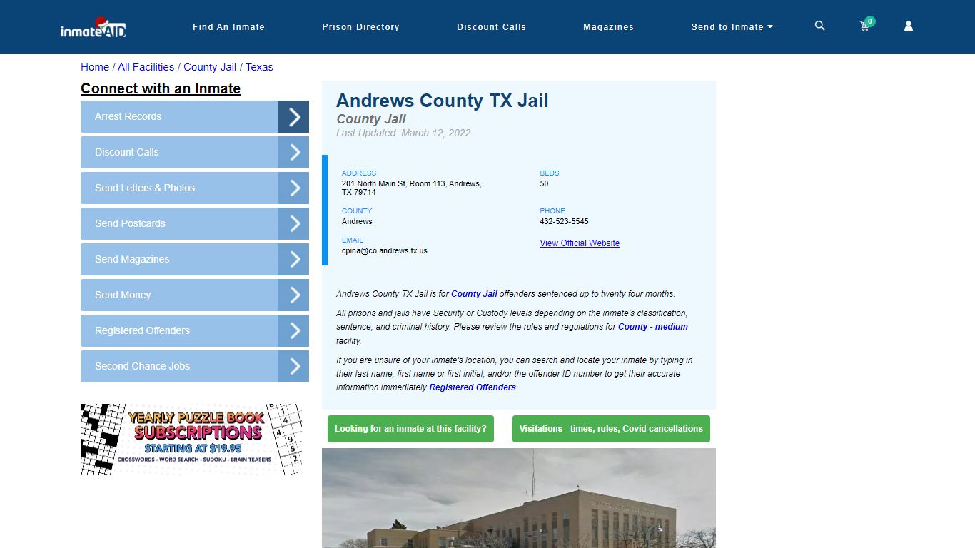 Andrews County TX Jail - Inmate Locator - Andrews, TX